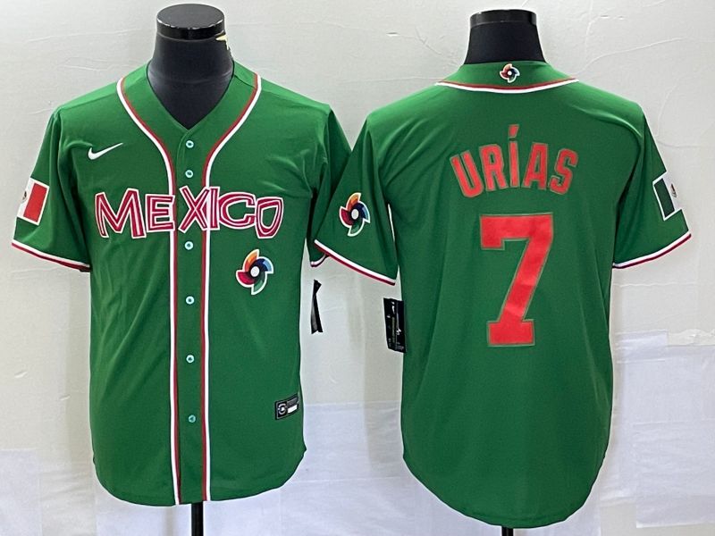 Men 2023 World Cub Mexico #7 Urias Green orange Nike MLB Jersey15->more jerseys->MLB Jersey